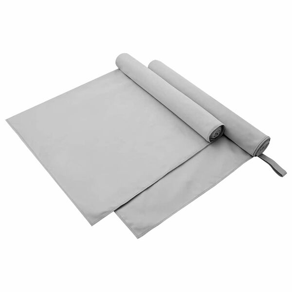 vidaXL Serviettes de sport 2 pcs Gris 180 x 90 cm