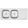 vidaXL &Eacute;vier de cuisine &agrave; double &eacute;vier argent&eacute; 1200x500x155 mm inox