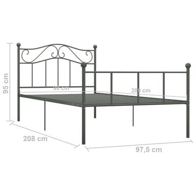 vidaXL Cadre de lit sans matelas gris métal 90x200 cm