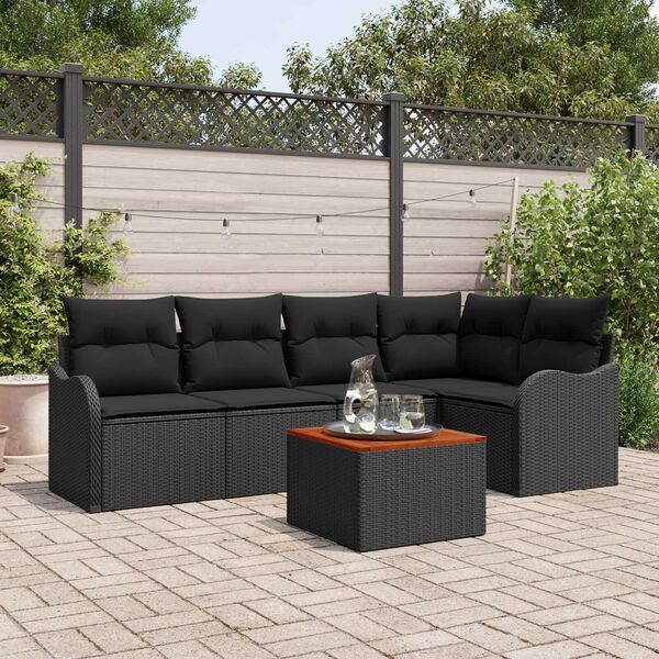 vidaXL Ensemble de canap&eacute; de jardin 6 pcs Noir