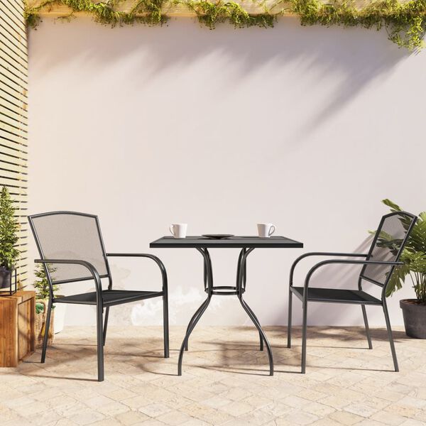 vidaXL Ensemble &agrave; manger de jardin 3 pcs anthracite acier