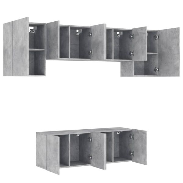 vidaXL Unit&eacute;s murales TV 6 pcs gris b&eacute;ton bois d'ing&eacute;nierie