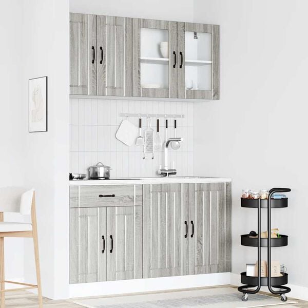 vidaXL Ensemble de 4 meubles de cuisine "Lucca" en bois d'ing&eacute;nierie Sonoma gris