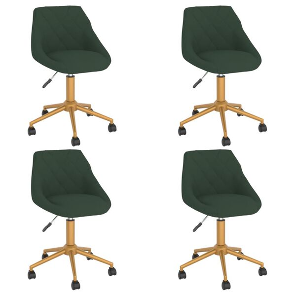 vidaXL Chaises pivotantes &agrave; manger lot de 4 vert fonc&eacute; velours