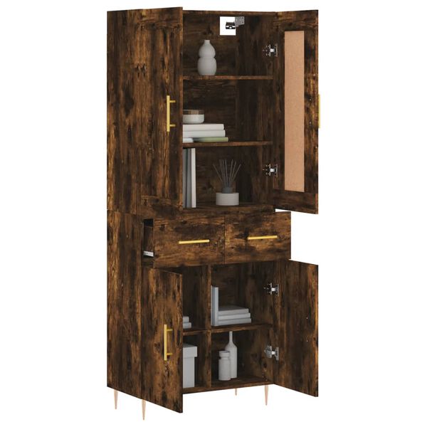 vidaXL Buffet haut Ch&ecirc;ne fum&eacute; 69,5x34x180 cm Bois d'ing&eacute;nierie