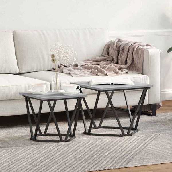 vidaXL Ensemble de tables d'appoint 2 pcs Gris Sonoma