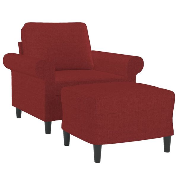 vidaXL Fauteuil avec repose-pied Rouge bordeaux 60 cm Tissu