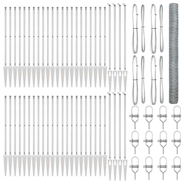 vidaXL Poteau de cl&ocirc;ture. Argent&eacute; 100 x 1,6 m (maillage de 50 mm)