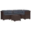 vidaXL Canap&eacute; de Jardin 5 Places avec Coussins Aspect Rotin PP Marron
