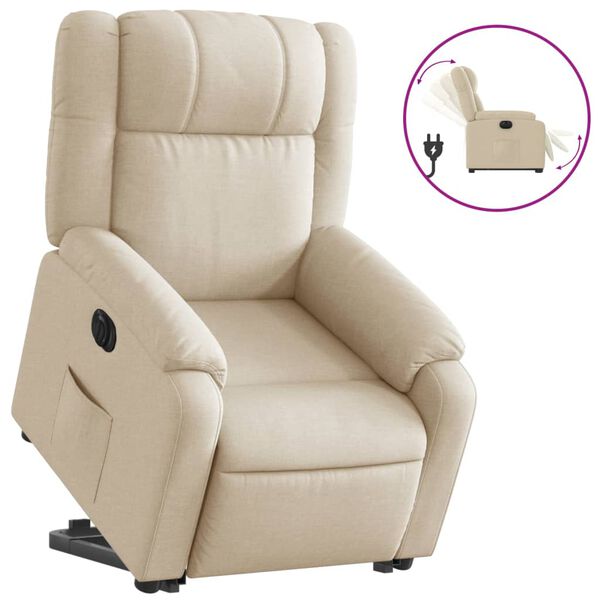 vidaXL Fauteuil inclinable &eacute;lectrique cr&egrave;me tissu