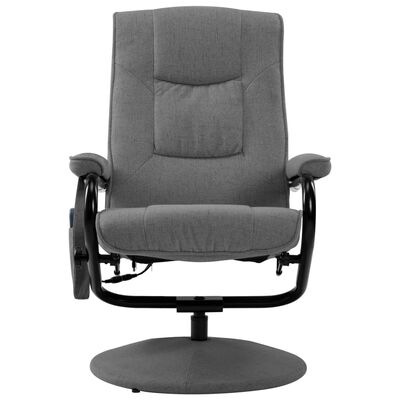 vidaXL Fauteuil de massage inclinable et repose-pieds gris clair tissu