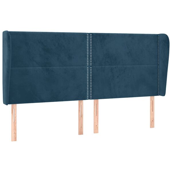vidaXL T&ecirc;te de lit avec oreilles Bleu fonc&eacute; 163x23x118/128 cm Velours