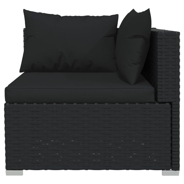 vidaXL Salon de jardin 9 pcs avec coussins R&eacute;sine tress&eacute;e Noir