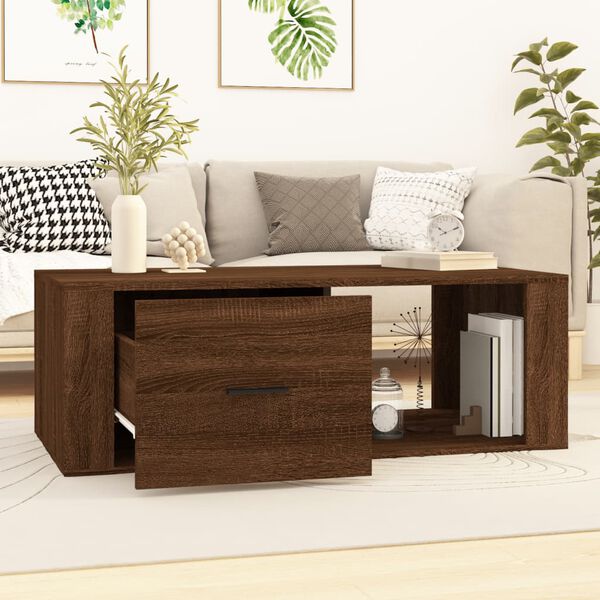 vidaXL Table basse Ch&ecirc;ne marron 100x50,5x35 cm Bois d'ing&eacute;nierie