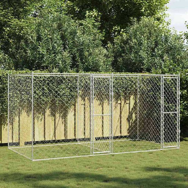 vidaXL Cage pour chien Argent 400 x 200 x 200 cm Acier galvanisé