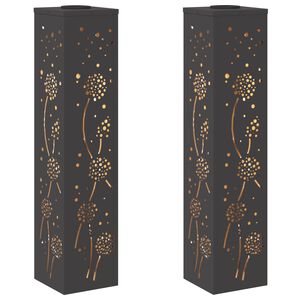 vidaXL Lumi&egrave;re de chemin LED solaire 2 pc Blanc chaud 18 x 18 x 80 cm