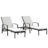 vidaXL Chaises longues lot de 2 avec table r&eacute;sine tress&eacute;e marron