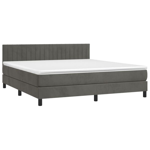 vidaXL Sommier &agrave; lattes de lit avec matelas LED Gris fonc&eacute; 160x200 cm