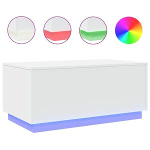 vidaXL Table basse avec lumi&egrave;res LED blanc 90x50x40 cm