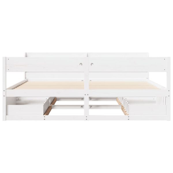 vidaXL Cadre de lit sans matelas blanc 200x200 cm bois massif de pin
