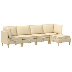 vidaXL Canap&eacute; modulaire avec rangement 5 pc Cr&egrave;me Tissu