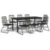 vidaXL Ensemble &agrave; manger de jardin 9 pcs noir rotin PVC