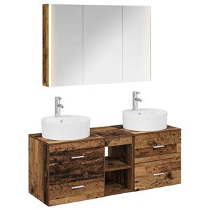 vidaXL Ensemble de mobilier de salle de bain 4 pcs Bois ancien