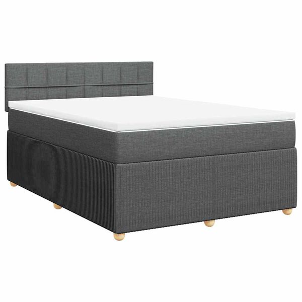 vidaXL Sommier &agrave; lattes de lit avec matelas Gris fonc&eacute; 140x190cm Tissu