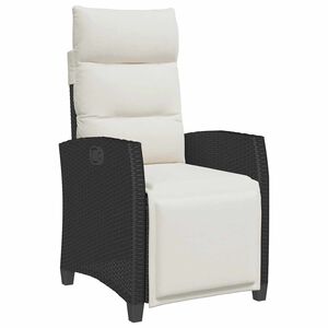 vidaXL Chaise de jardin inclinable avec table d'appoint noir polyrotin