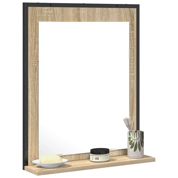 vidaXL Miroir de salle de bain avec étagère Noir 50 x 12 x 60 cm