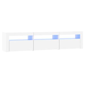 vidaXL Meuble TV avec lumi&egrave;res LED Blanc 180x35x40 cm