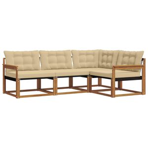 vidaXL Ensemble de canap&eacute;s d'ext&eacute;rieur 4 pcs Naturel et Beige