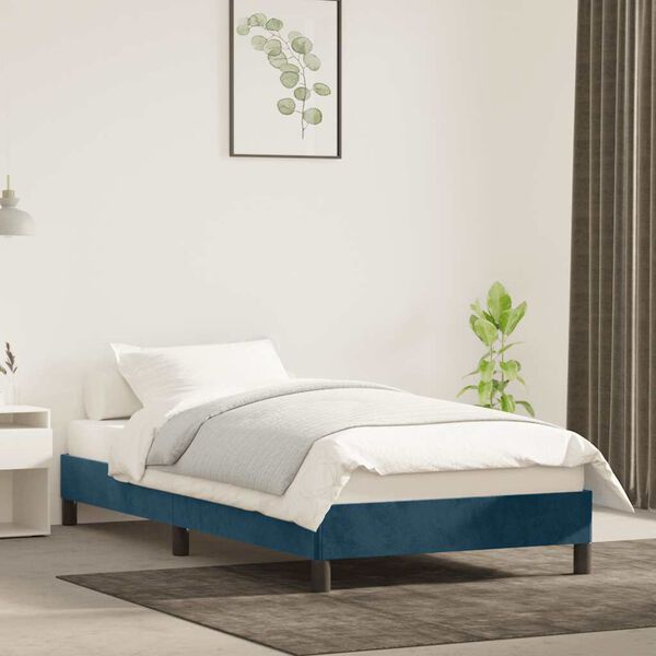 vidaXL Cadre de lit sans matelas bleu fonc&eacute; 90x200 cm velours