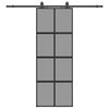 vidaXL Porte coulissante kit quincaillerie noir 76x205 cm verre tremp&eacute;