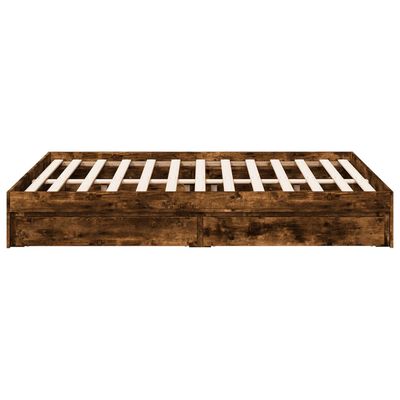 vidaXL Cadre de lit et tiroirs chêne fumé 140x190 cm bois d'ingénierie