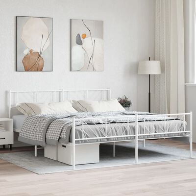 vidaXL Cadre de lit métal sans matelas et pied de lit blanc 183x213 cm