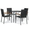 vidaXL Ensemble &agrave; manger de jardin 5 pcs noir textil&egrave;ne et acier
