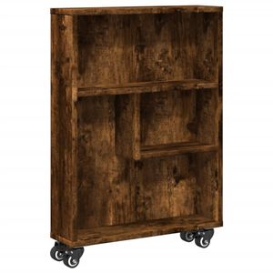 vidaXL Chariot de rangement &eacute;troit ch&ecirc;ne fum&eacute; bois d'ing&eacute;nierie