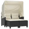 vidaXL Canap&eacute; de jardin 2 places avec auvent et tabourets noir rotin