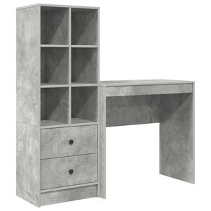 vidaXL Bureau Gris b&eacute;ton 125,5 x 40 x 127 cm 2 pc