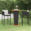vidaXL Ensemble de bar de jardin 3 pcs et coussins Résine tressée Noir