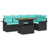 vidaXL Ensemble de canap&eacute; de jardin 6 pc Noir et Bleu polyrotin