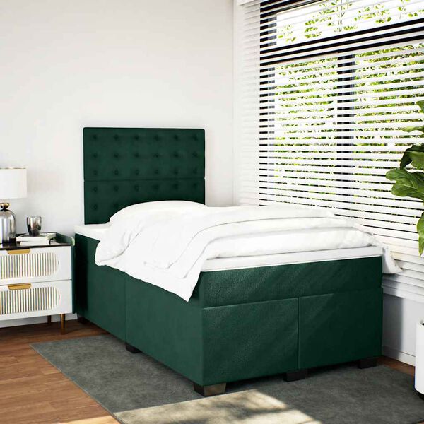 vidaXL Sommier &agrave; lattes de lit avec matelas vert fonc&eacute; 120x190 cm
