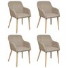 vidaXL Chaises &agrave; manger lot de 4 beige tissu et ch&ecirc;ne massif