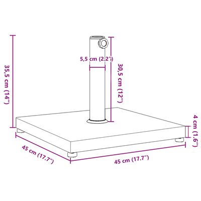 vidaXL Base de parasol pour mâts Ø32/38/48 mm 18 kg carré