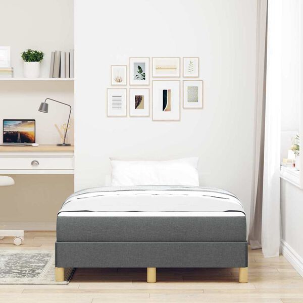 vidaXL Lit &agrave; ressorts avec matelas Gris fonc&eacute; 120 x 190 cm tissu