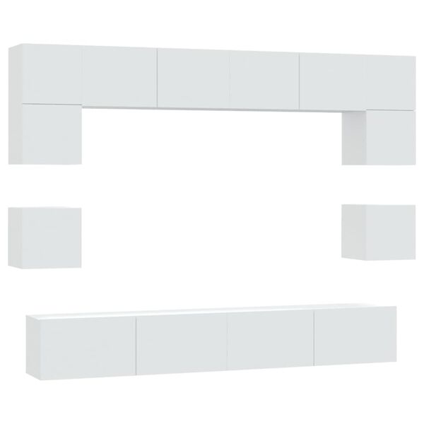 vidaXL Ensemble de meubles TV 8 pcs Blanc Bois d'ing&eacute;nierie