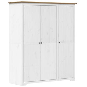 vidaXL Garde-robe BODO blanc marron 146x53,5x173 cm bois massif de pin