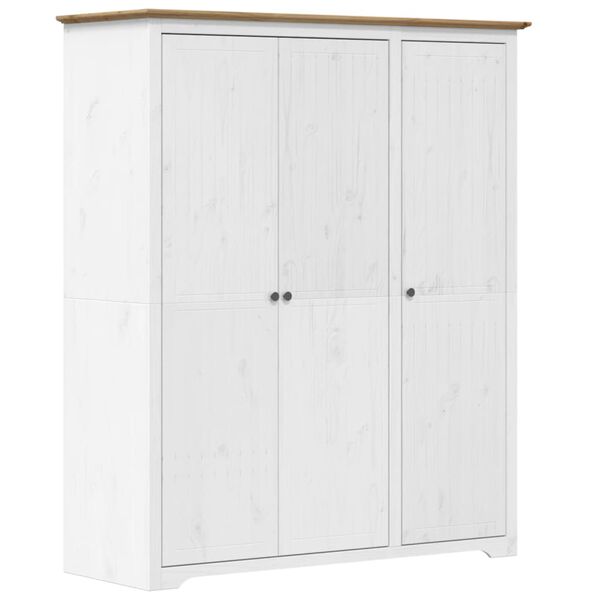 vidaXL Garde-robe BODO blanc marron 146x53,5x173 cm bois massif de pin