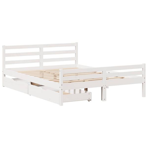 vidaXL Cadre de lit sans matelas blanc 135x190 cm bois de pin massif